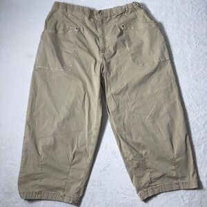 Anthropologie Utility Tan Barrel Trouser Women Size XL Oversized Pull On Pants